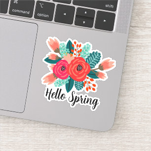 Hallo Frühlingsangebot Farbiges Blumendesign Aufkleber