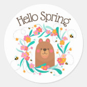 Hallo Frühlingsbär & Bienensticker Runder Aufkleber (Vorderseite)