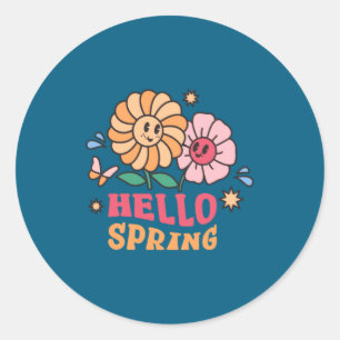 Hallo Frühlingsblumen Sonnenschein Ostern Runder Aufkleber