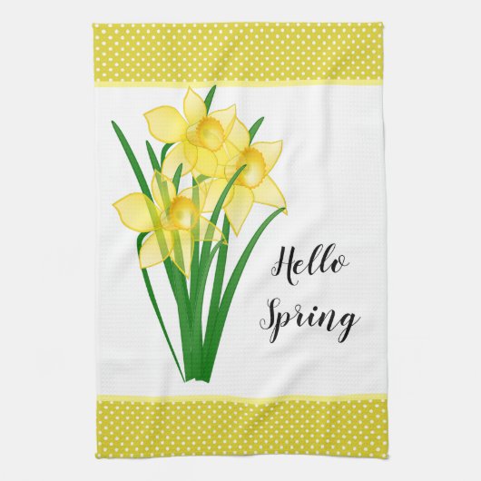 Hallo Frühlingsgelbe Narzisse Geschirrtuch (Vertikal)