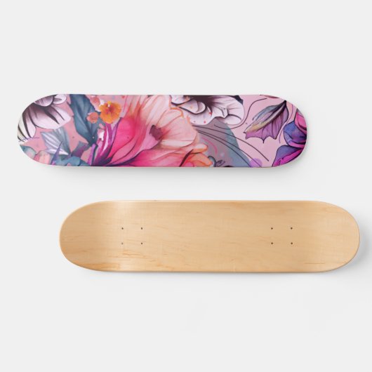 Hallo Frühlingsglückszeit, Blumenwasser Skateboard (Horizontal)