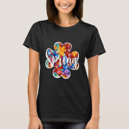 Hallo Frühlingsglückszeit, farbenfrohe Blume T-Shirt
