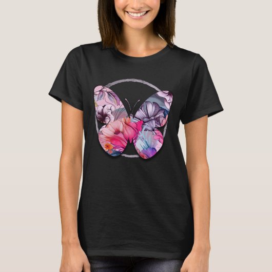 Hallo Frühlingsglückszeit, rosa Frühlingsflora T-Shirt (Vorderseite)
