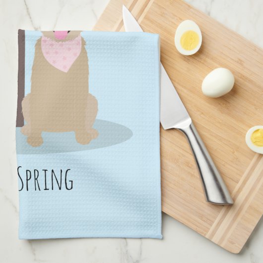 Hallo Frühlingshunde von Cherry Blossom Tree Geschirrtuch (Viertel Falte)