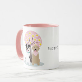 Hallo Frühlingshunde von Cherry Blossom Tree Tasse