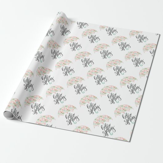 Hallo Frühlingsregenschirm Geschenkpapier (Ungerollt)