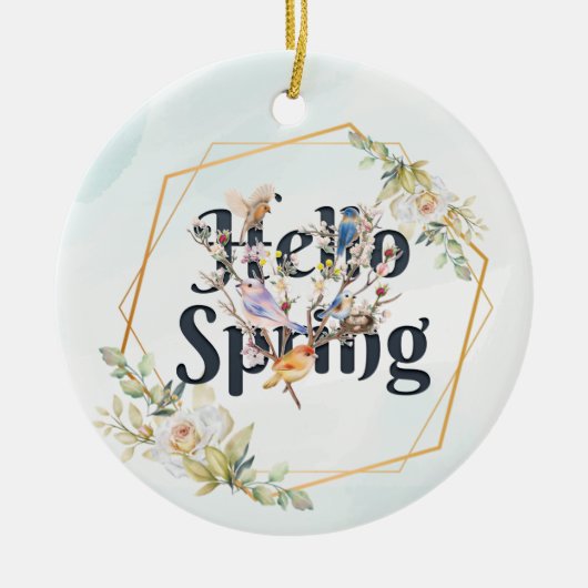 Hallo Frühlingsvögel Keramik Ornament (Vorne)