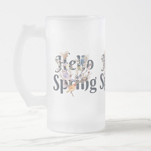 Hallo Frühlingsvögel Mattglas Bierglas (Links)