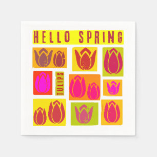 Hallo Frühlingtulips bunte Papier Napkin Serviette