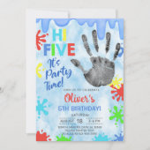 Hallo fünf, Party Zeit, schlank, Junge Geburtstag Einladung (Vorderseite)