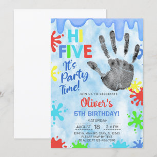 Hallo fünf, Party Zeit, schlank, Junge Geburtstag  Einladung