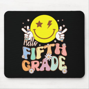Hallo Fünfte Grade Hippie Smile Face 5. Klasse zur Mousepad
