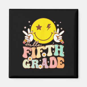Hallo Fünfte Klasse Hippie Smile Gesicht 5. Klasse Magnet