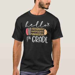 Hallo Fünfte Klasse Leopard Stift 5. Schultag T-Shirt