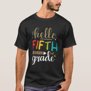 Hallo Fünfte Klasse Leoparden Druck 5. Klasse Lehr T-Shirt