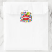 Hallo Fünfte Klasse Retro Apfel Quadratischer Aufkleber (Tasche)