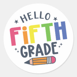 Hallo fünfte Klasse zurück in die Schule Runder Aufkleber