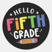 Hallo fünfte Klasse zurück in die Schule Runder Aufkleber (Vorderseite)