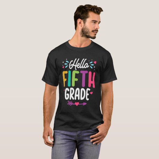 Hallo Fünfte Klasse zurück zum Schullehrer T-Shirt (Vorne ganz)