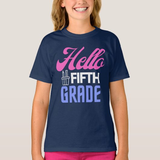 Hallo Fünfte Klasse, zurück zur Schule T-Shirt (Vorderseite)