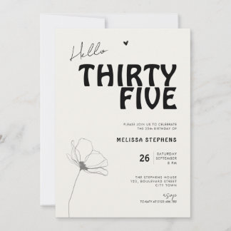 Hallo Fünfunddreißig Fette Typografie 35. Geburtst Einladung