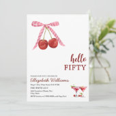 Hallo Fünfzig Cherry Martini Geburtstagsfeier Einladung (Stehend Vorderseite)