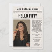 Hallo Fünfzig Foto-Zeitung 50. Geburtstag Einladung (Vorderseite)