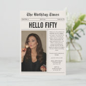 Hallo Fünfzig Foto-Zeitung 50. Geburtstag Einladung (Stehend Vorderseite)