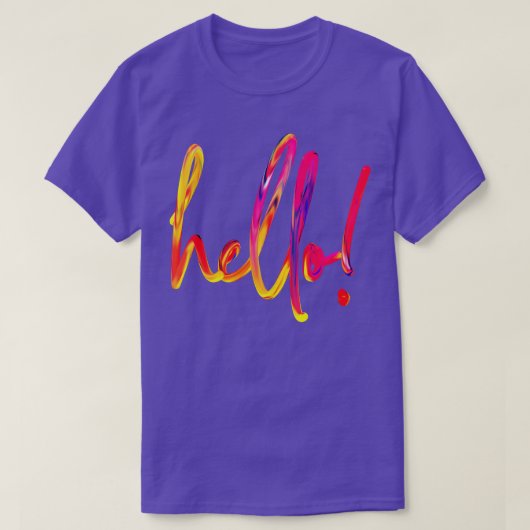 Hallo gebürstete Regenbogenversion T-Shirt (Design vorne)