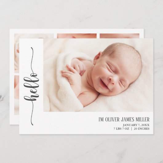 Hallo Geburtstagskarte Ankündigung (Vorne/Hinten)