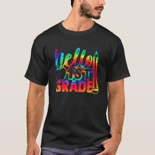 Hallo Gefärbte Krawatte 1. Klasse zurück zur Schul T-Shirt