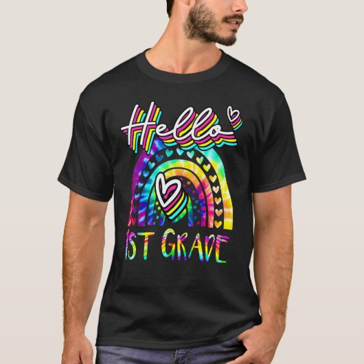 Hallo Gefärbte Krawatte Rainbow Erster Platz T-Shirt (Vorderseite)