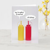 Hallo, gelassen uns, holen Ketschup-Senf-leere Karte (Gelbe Blume)