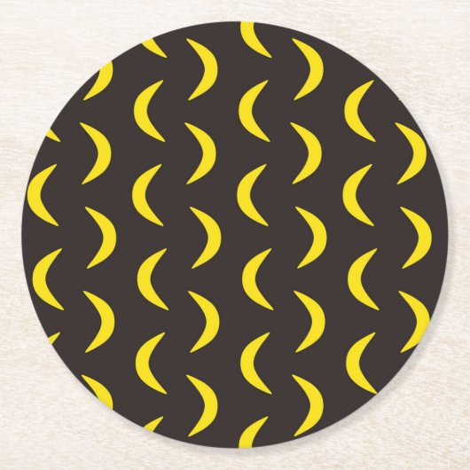 Hallo Gelber Mond - nahtloses Halloween-Muster. Runder Pappuntersetzer (Vorderseite)