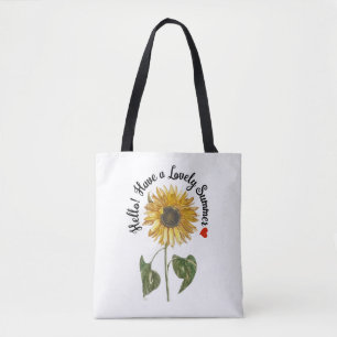 Hallo! Genießen Sie den Sommer - Vintage Sonnenblu Tasche