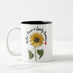 Hallo! Genießen Sie den Sommer - Vintage Sonnenblu Zweifarbige Tasse