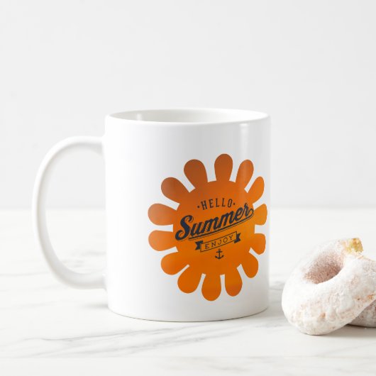 Hallo genießen Sommer, coole Kaffeetasse (Mit Donut)