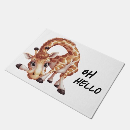 Hallo Giraffe Fußmatte (Schrägansicht)