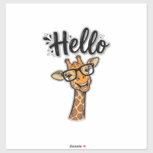 Hallo Giraffe Vintage Gravur Süßes Tier Shirt_ Aufkleber