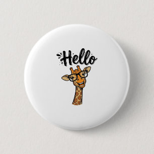 Hallo Giraffe Vintage Gravur Süßes Tier Shirt_ Button