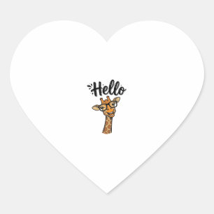 Hallo Giraffe Vintage Gravur Süßes Tier Shirt_ Herz-Aufkleber