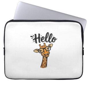 Hallo Giraffe Vintage Gravur Süßes Tier Shirt_ Laptopschutzhülle