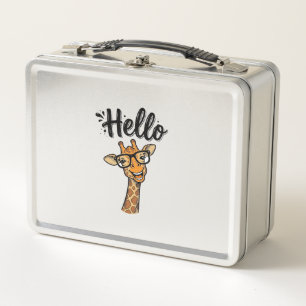 Hallo Giraffe Vintage Gravur Süßes Tier Shirt_ Metall Brotdose
