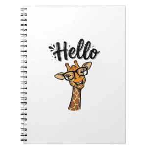 Hallo Giraffe Vintage Gravur Süßes Tier Shirt_ Notizblock