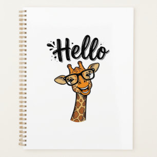 Hallo Giraffe Vintage Gravur Süßes Tier Shirt_ Planer