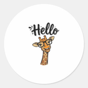 Hallo Giraffe Vintage Gravur Süßes Tier Shirt_ Runder Aufkleber