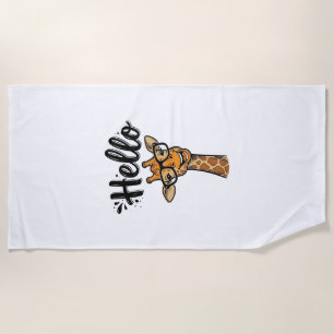 Hallo Giraffe Vintage Gravur Süßes Tier Shirt_ Strandtuch