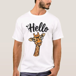 Hallo Giraffe Vintage Gravur Süßes Tier Shirt_ T-Shirt