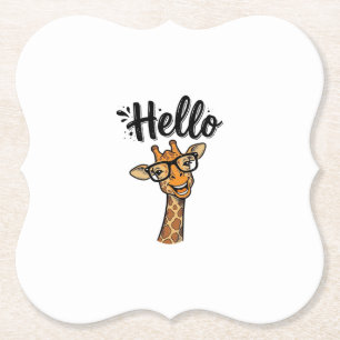 Hallo Giraffe Vintage Gravur Süßes Tier Shirt_ Untersetzer