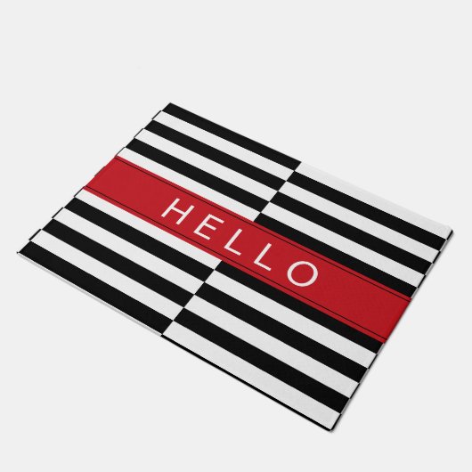 Hallo gleichen Sie gestreifte Tür-Matte aus Fußmatte (Schrägansicht)